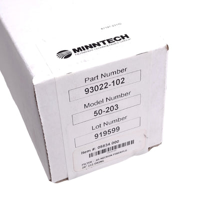 New Minntech 93022-102 50-203 FiberFlo Filter Cartridge, 0.05µm Filtration, 20"