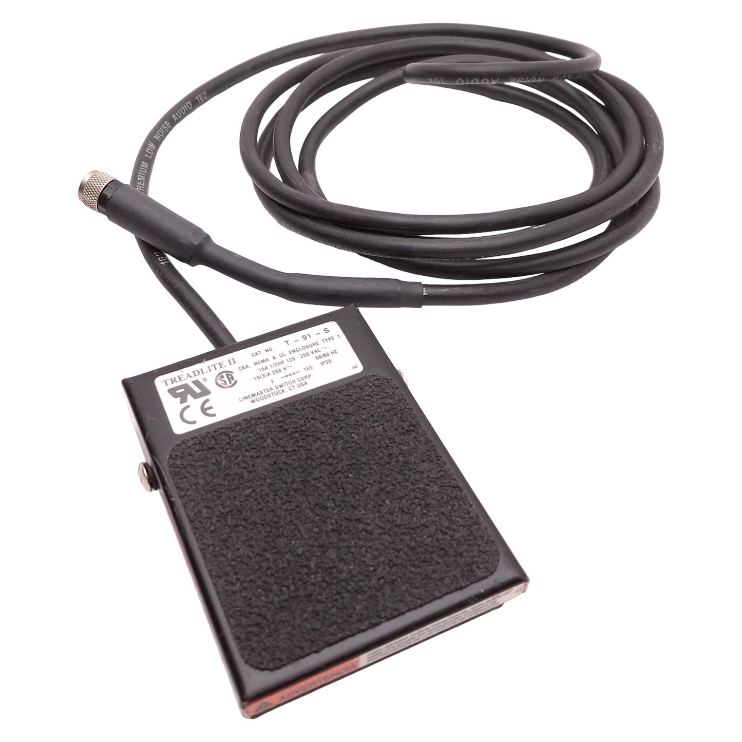 Used Linemaster T-91-S Treadlite II Momentary Foot Pedal Switch 1/2HP, 125-250VAC 15A
