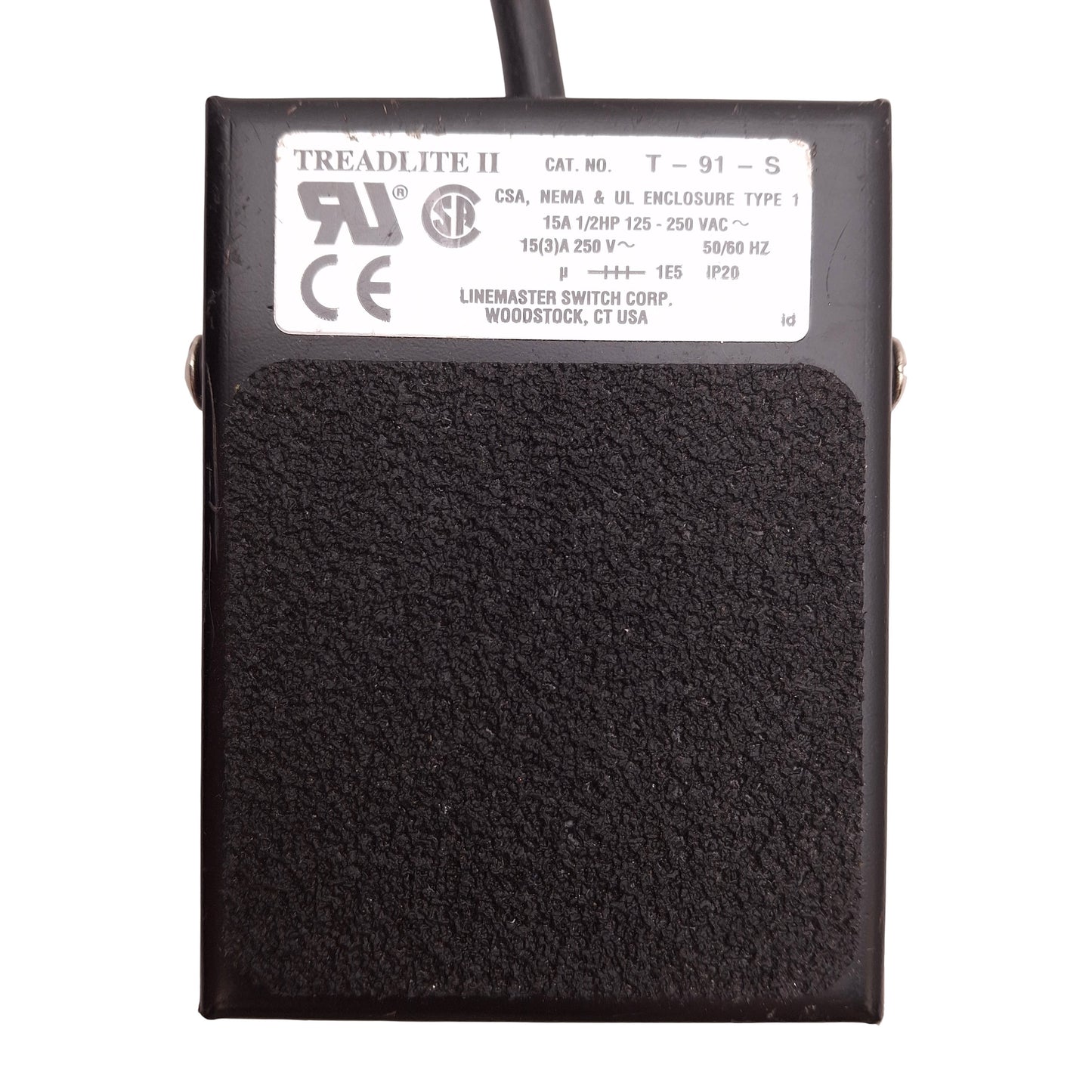 Used Linemaster T-91-S Treadlite II Momentary Foot Pedal Switch 1/2HP, 125-250VAC 15A