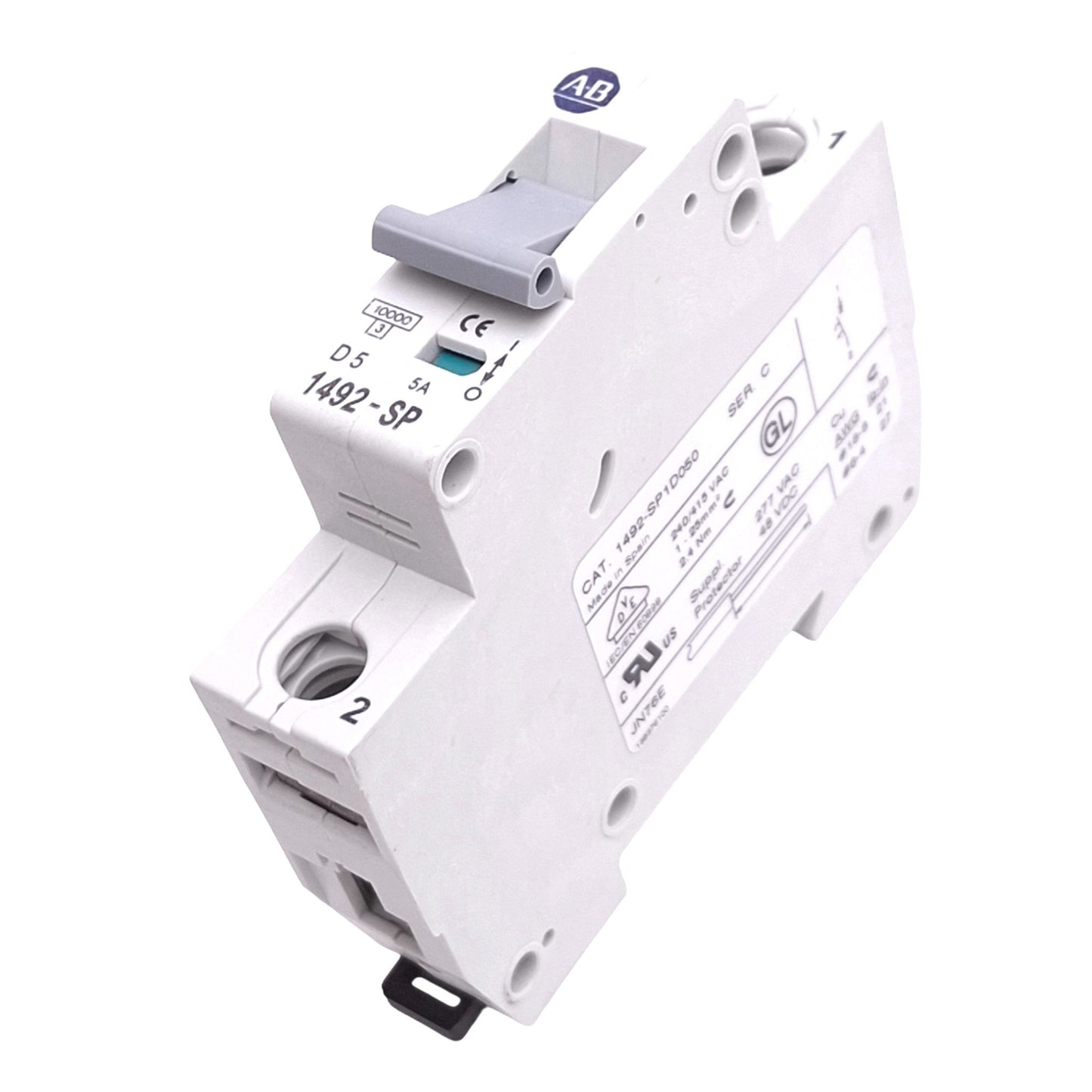 Used Allen Bradley 1492-SP1D050 Circuit Breaker, 1-Pole, 5A, 48VDC/277VAC Max