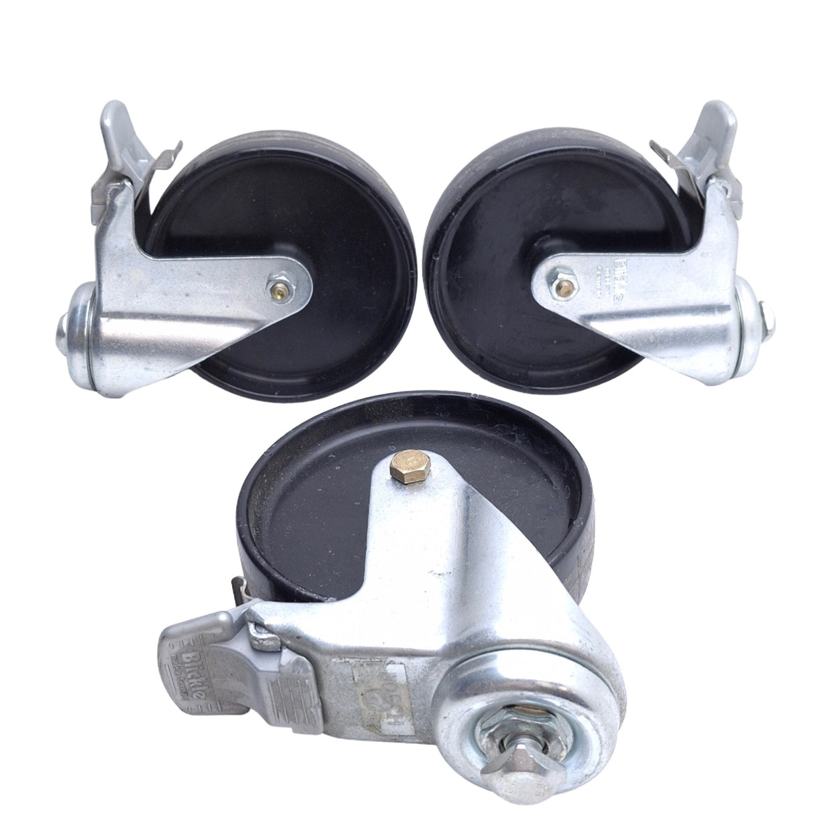 Used Lot of 3 Blickle LKRA-POA 125G-FI Swivel Casters ø5in x 1-1/4in Wheel, Synthetic