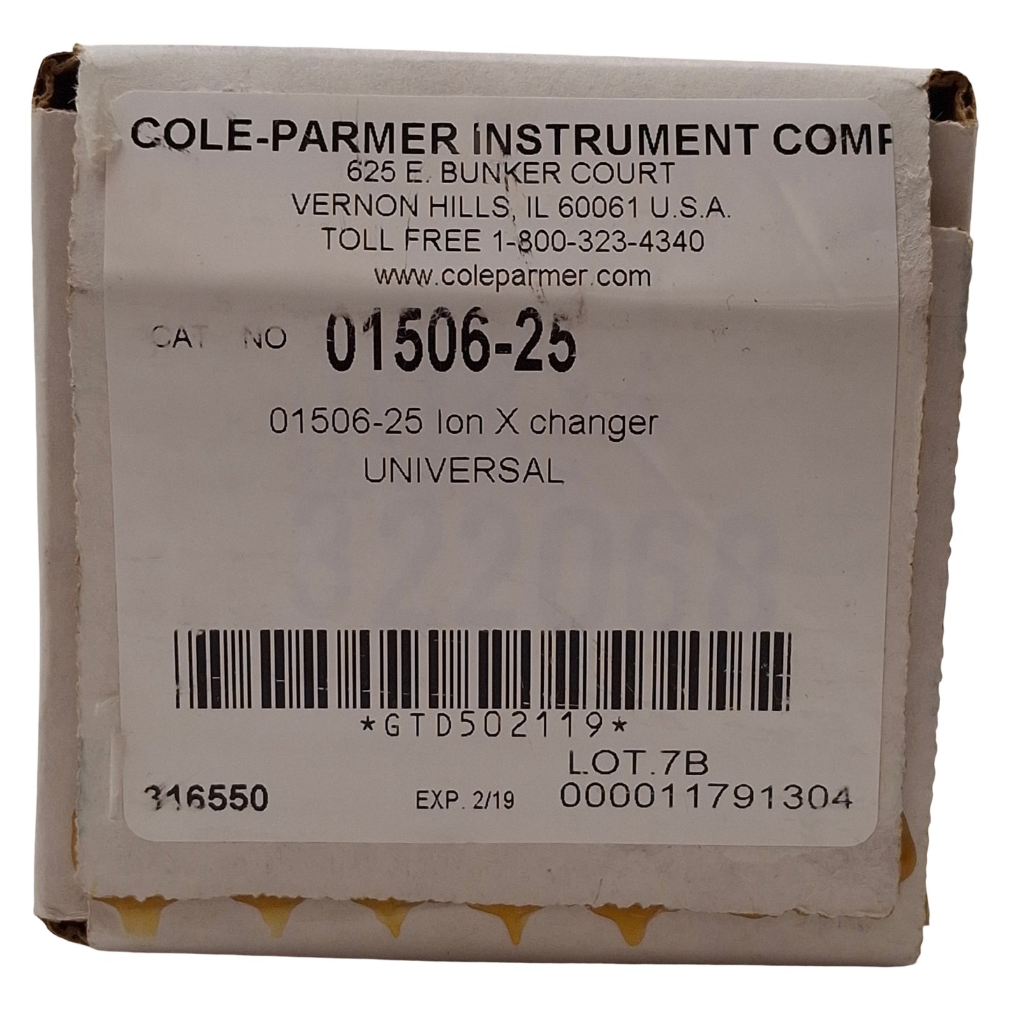 New Cole Parmer 01506-25 Ion Exchange Filter Cartridge ø3.25x18.75in 7.2GPH 100psi