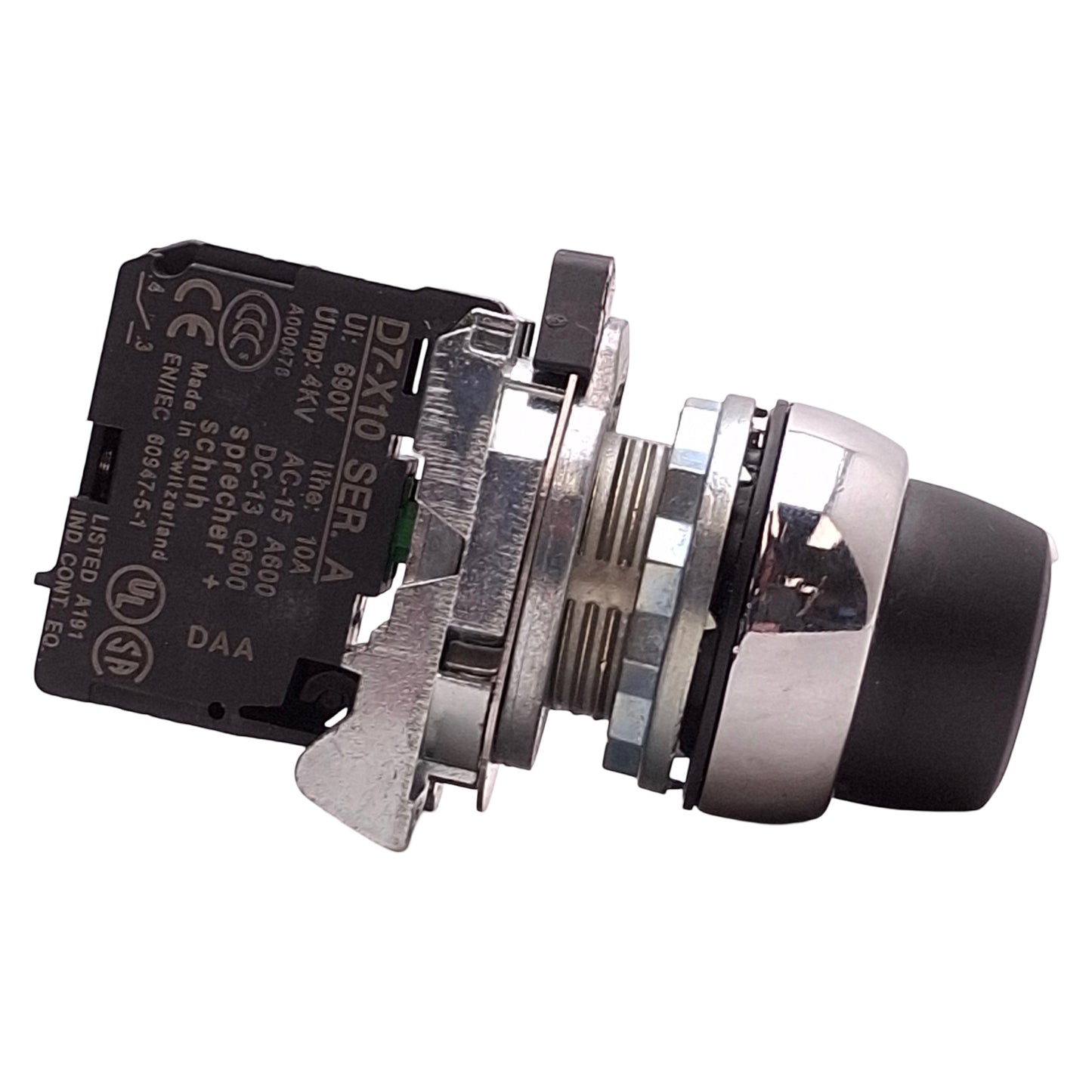 Used Sprecher & Schuh D7P-KL22PX10 2-Position Key Selector Switch 22mm, 600V 10A, 1NO
