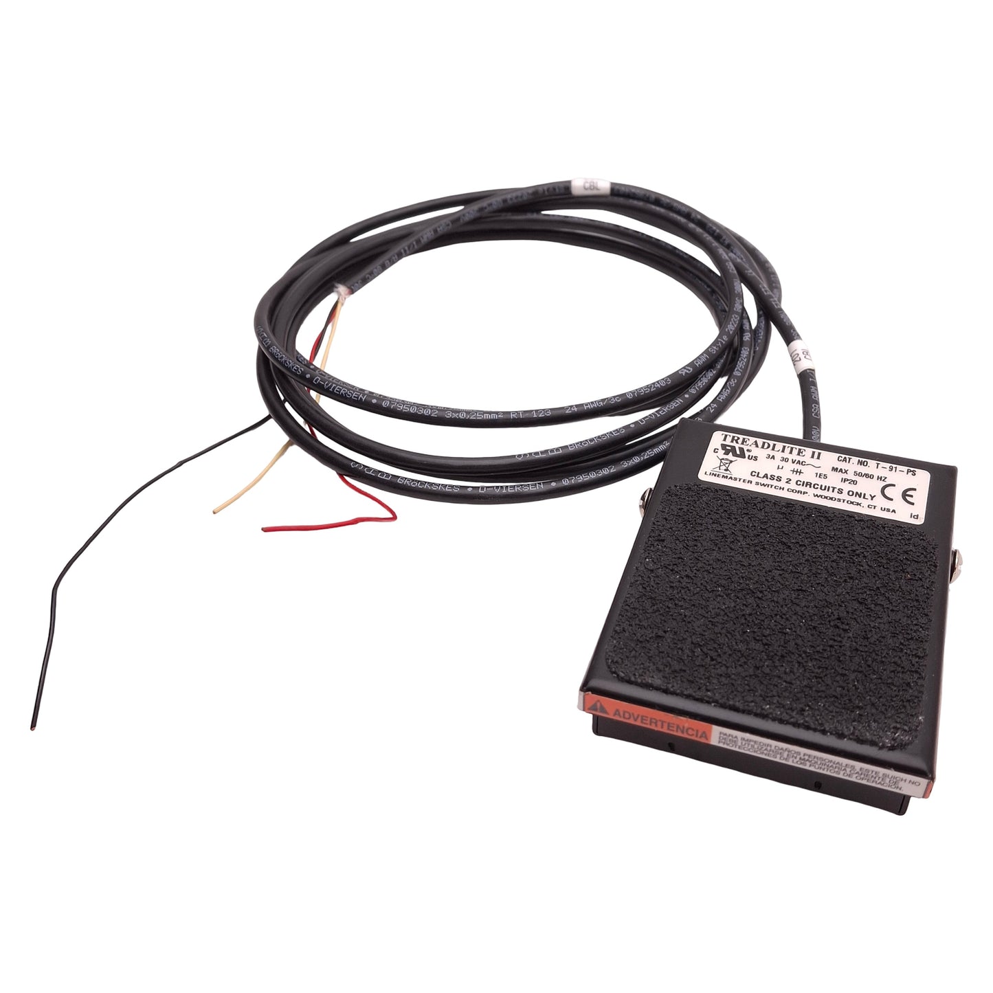 Used Linemaster T-91-PS Momentary Foot Pedal Switch SPDT, 30VAC, 3A, Flying Leads