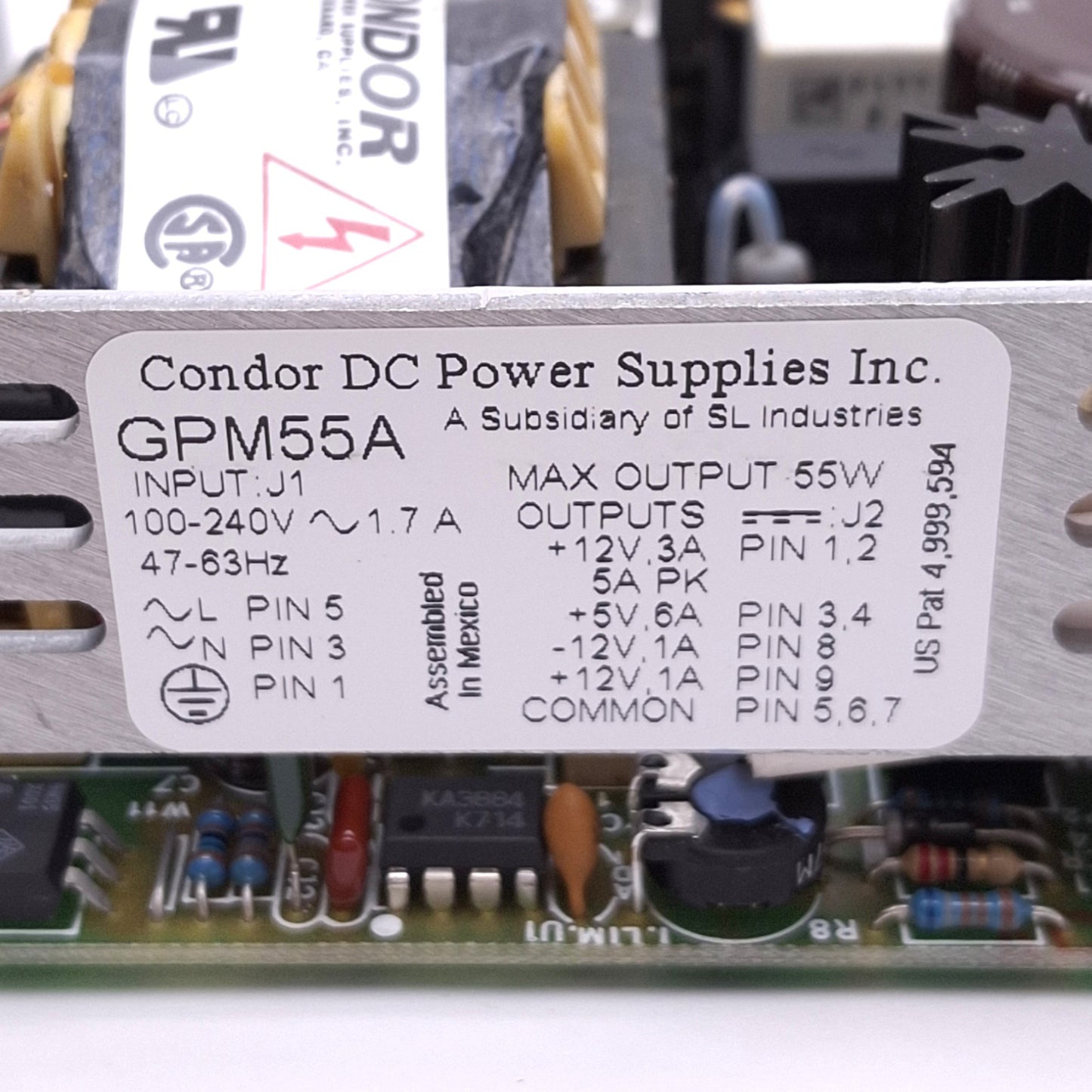 New Condor GPM55A Power Supply, 100-240VAC In, +-12VDC/5VDC 1-6A Out, 55W Max
