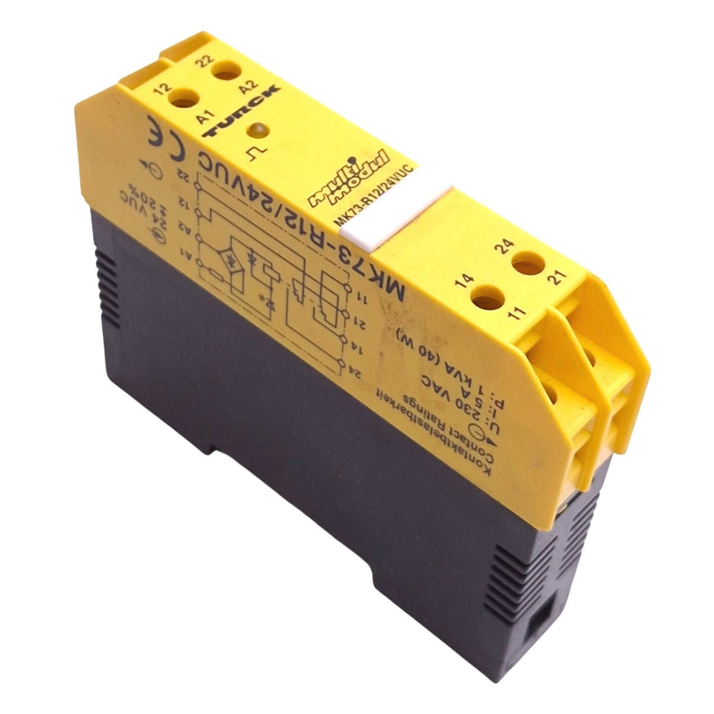 Used Turck MK73-R12/24VUC Relay Coupler, SPDT, 230VAC 5A Max, 24VAC/DC Coil
