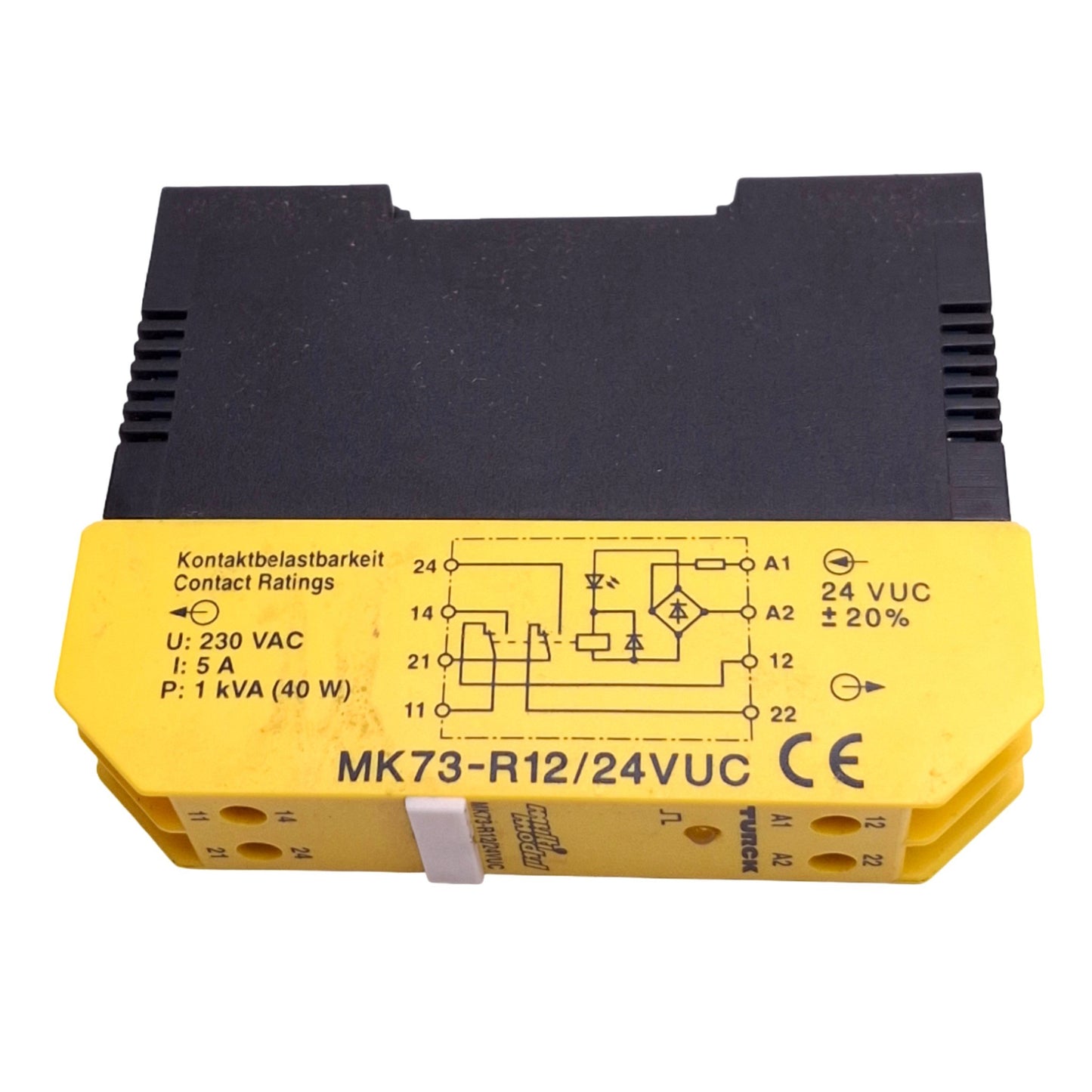Used Turck MK73-R12/24VUC Relay Coupler, SPDT, 230VAC 5A Max, 24VAC/DC Coil