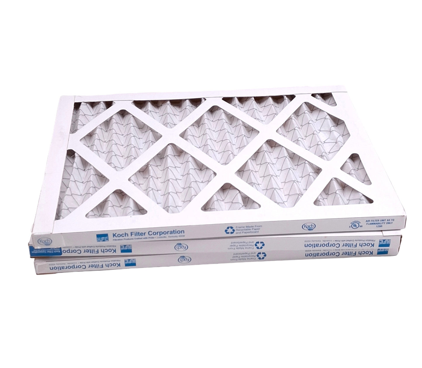 New Lot of 3 Koch Filters 102-041-199 Multi-Pleat Filter Panels, 12"x16"x1", MERV 8