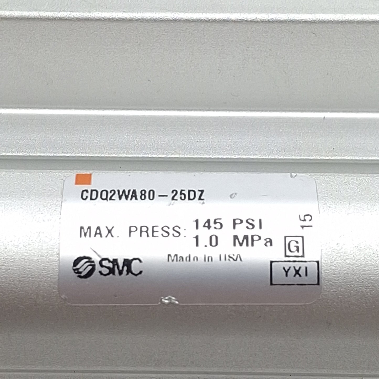 Used SMC CDQ2WA80-25DZ Compact Cylinder, ø80mm Bore, 25mm Stroke, Rc3/8, 145psi
