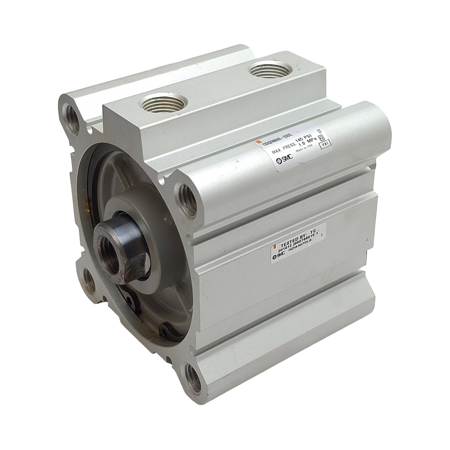 Used SMC CDQ2WA80-25DZ Compact Cylinder, ø80mm Bore, 25mm Stroke, Rc3/8, 145psi