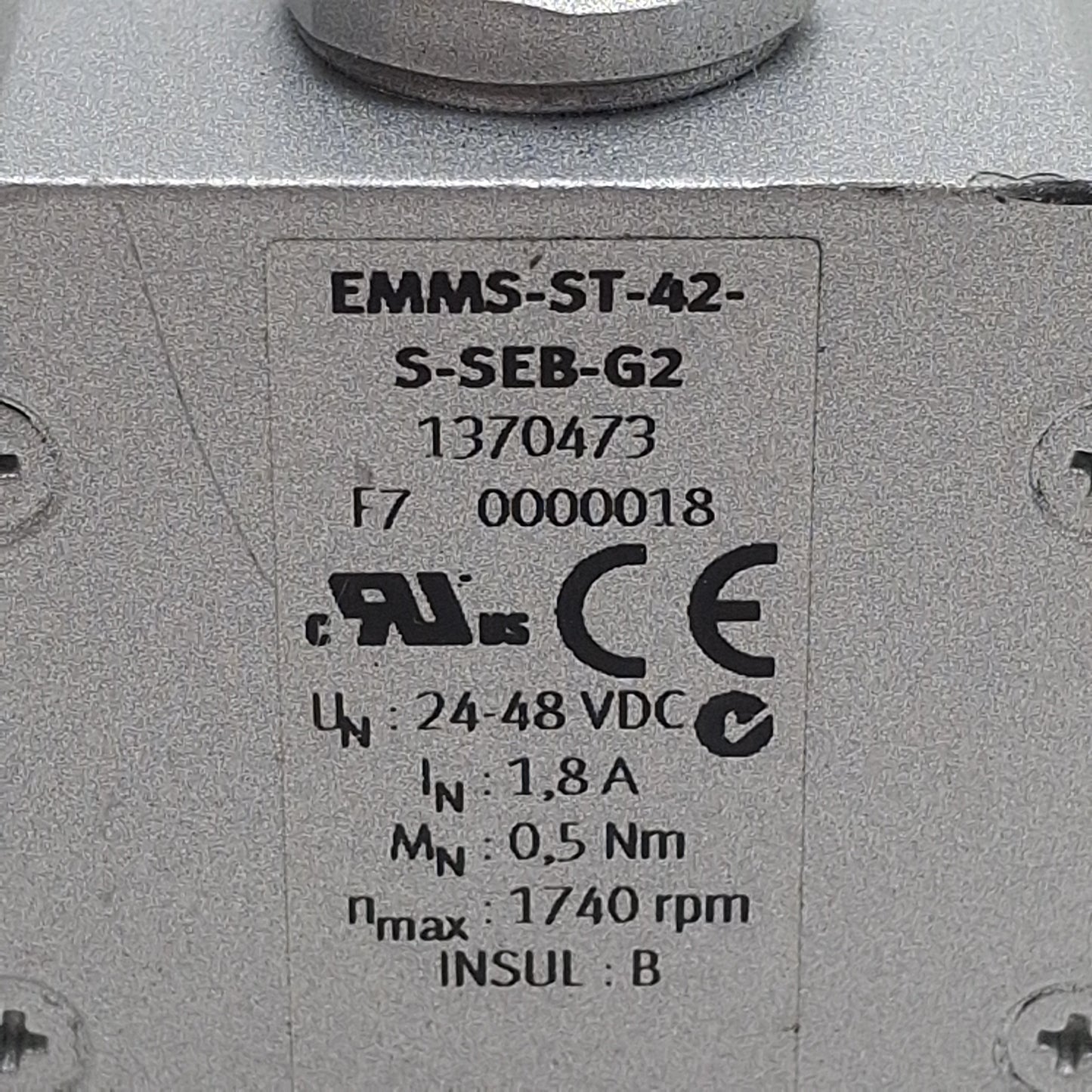Used Festo EMMS-ST-42-S-SEB-G2 Stepper Motor, 2-Phase, 1.8°/Step, ø5mm Shaft, NEMA 17