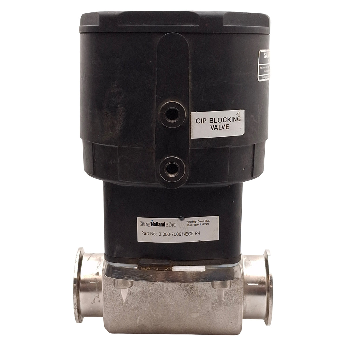Used Saunders 33750 EC Piston Actuator Valve, Spring-Return, 8 bar, 2" Tri-Clamp