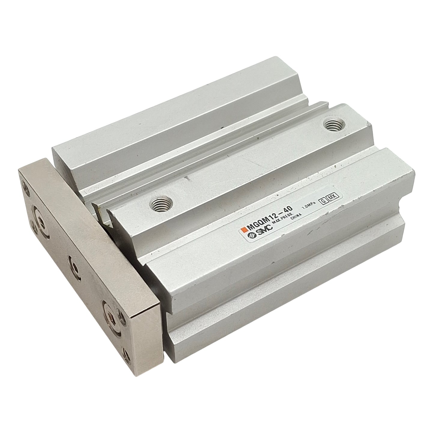 Used SMC MGQM12-40 Compact Guided Cylinder, ø12mm Bore, 40mm Stroke, M5 x 0.8, 1.0MPa
