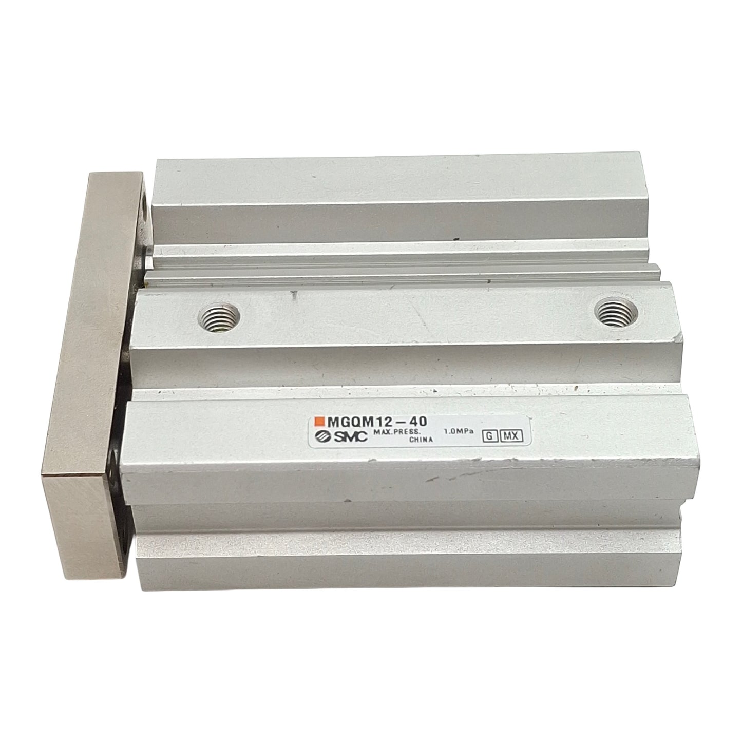 Used SMC MGQM12-40 Compact Guided Cylinder, ø12mm Bore, 40mm Stroke, M5 x 0.8, 1.0MPa