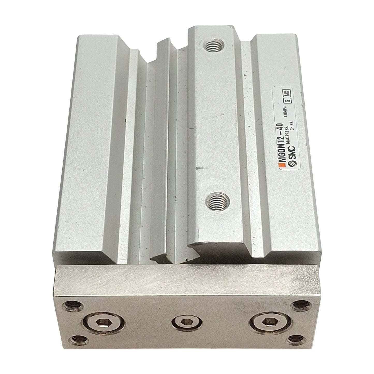 Used SMC MGQM12-40 Compact Guided Cylinder, ø12mm Bore, 40mm Stroke, M5 x 0.8, 1.0MPa