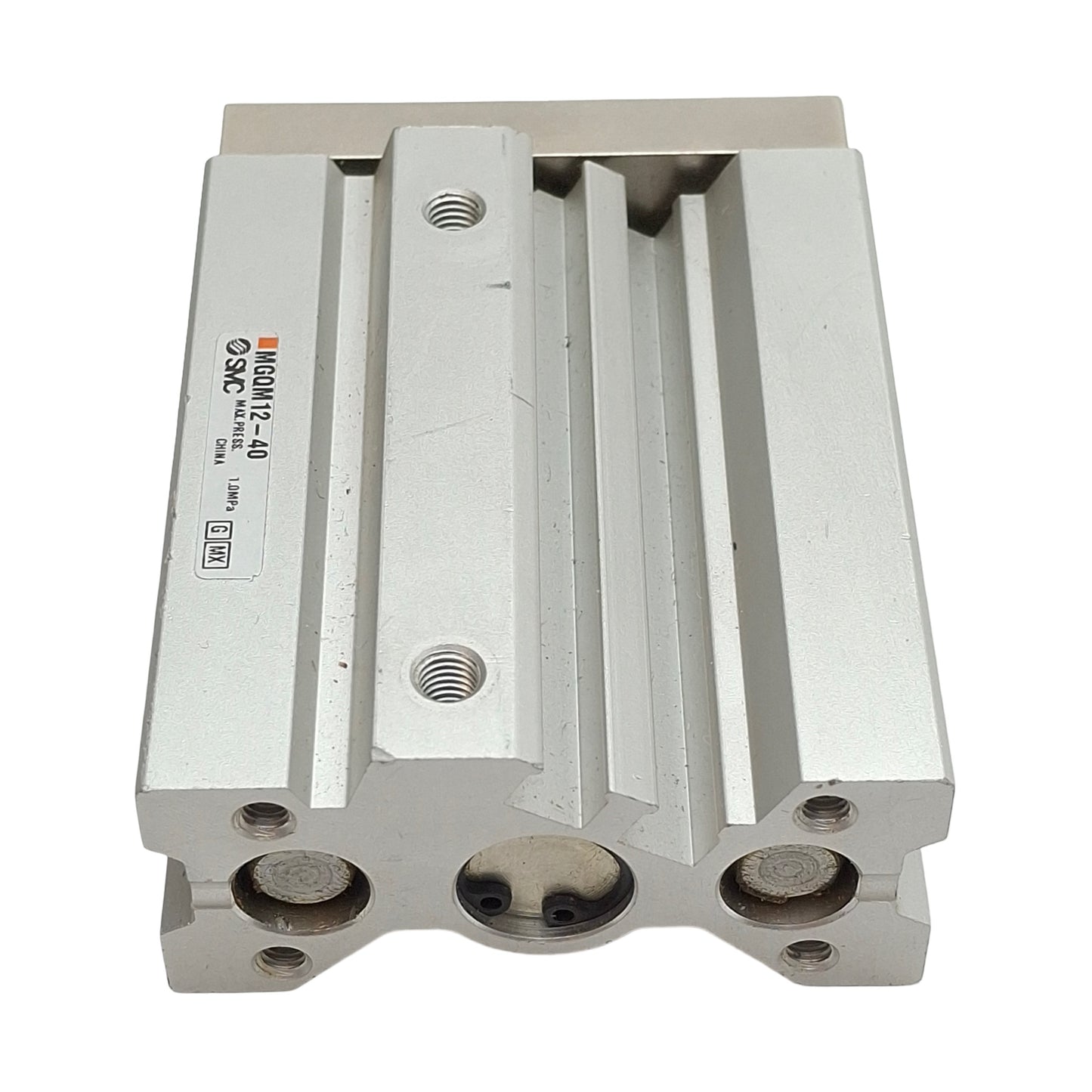 Used SMC MGQM12-40 Compact Guided Cylinder, ø12mm Bore, 40mm Stroke, M5 x 0.8, 1.0MPa
