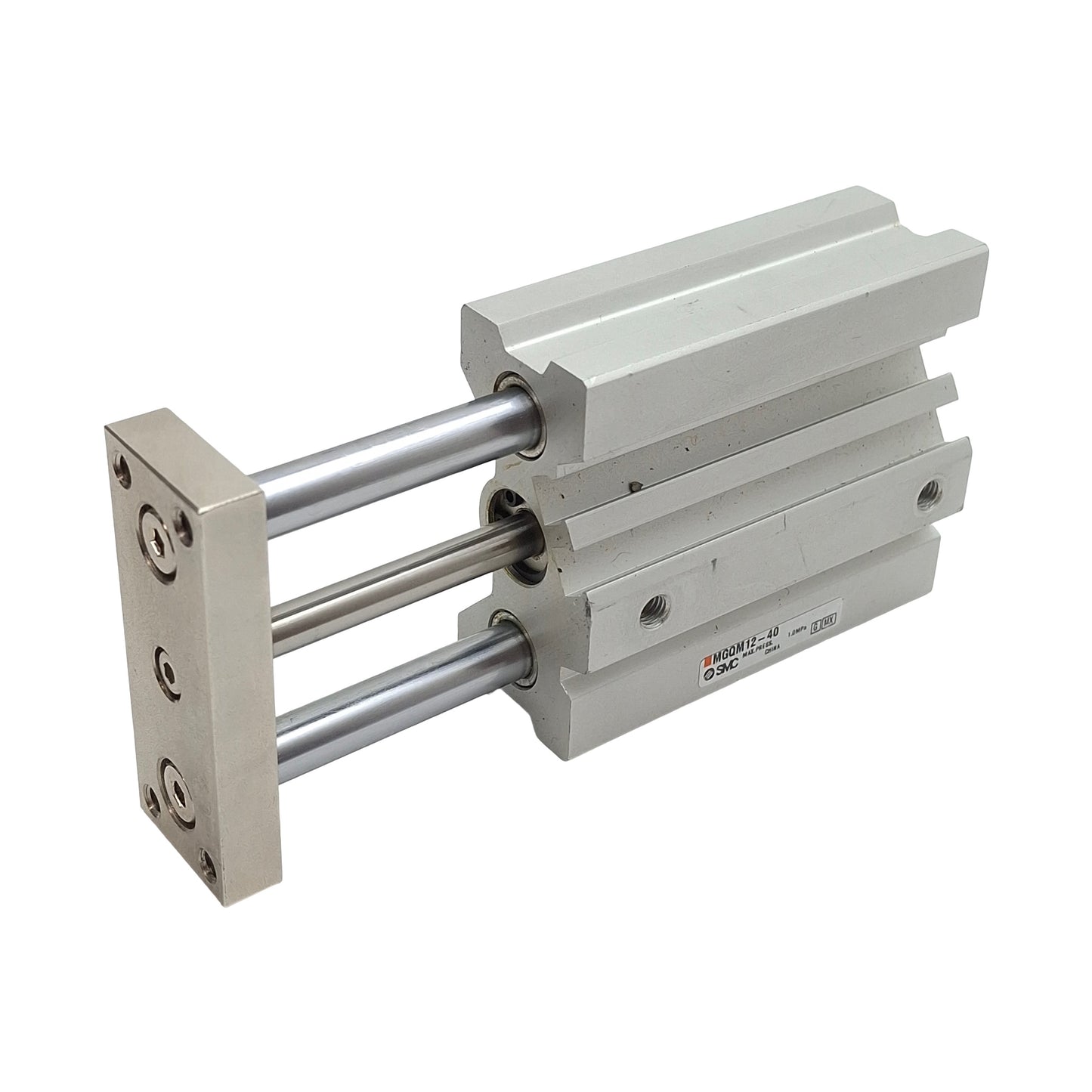 Used SMC MGQM12-40 Compact Guided Cylinder, ø12mm Bore, 40mm Stroke, M5 x 0.8, 1.0MPa