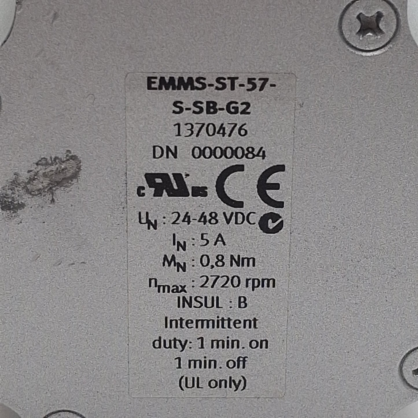 Used Festo EMMS-ST-57-S-SB-G2 Stepper Motor, 2-Phase, 1.8°/Step, ø6.5mm Shaft NEMA 23