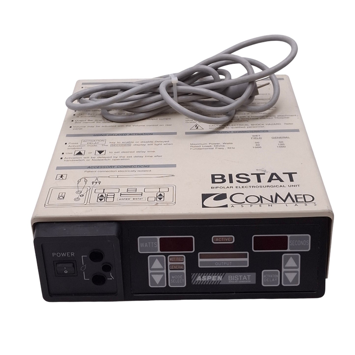 Used ConMed 60-5400-001 BISTAT Bipolar Electrosurgical Unit, 120VAC 2A, 150W Max