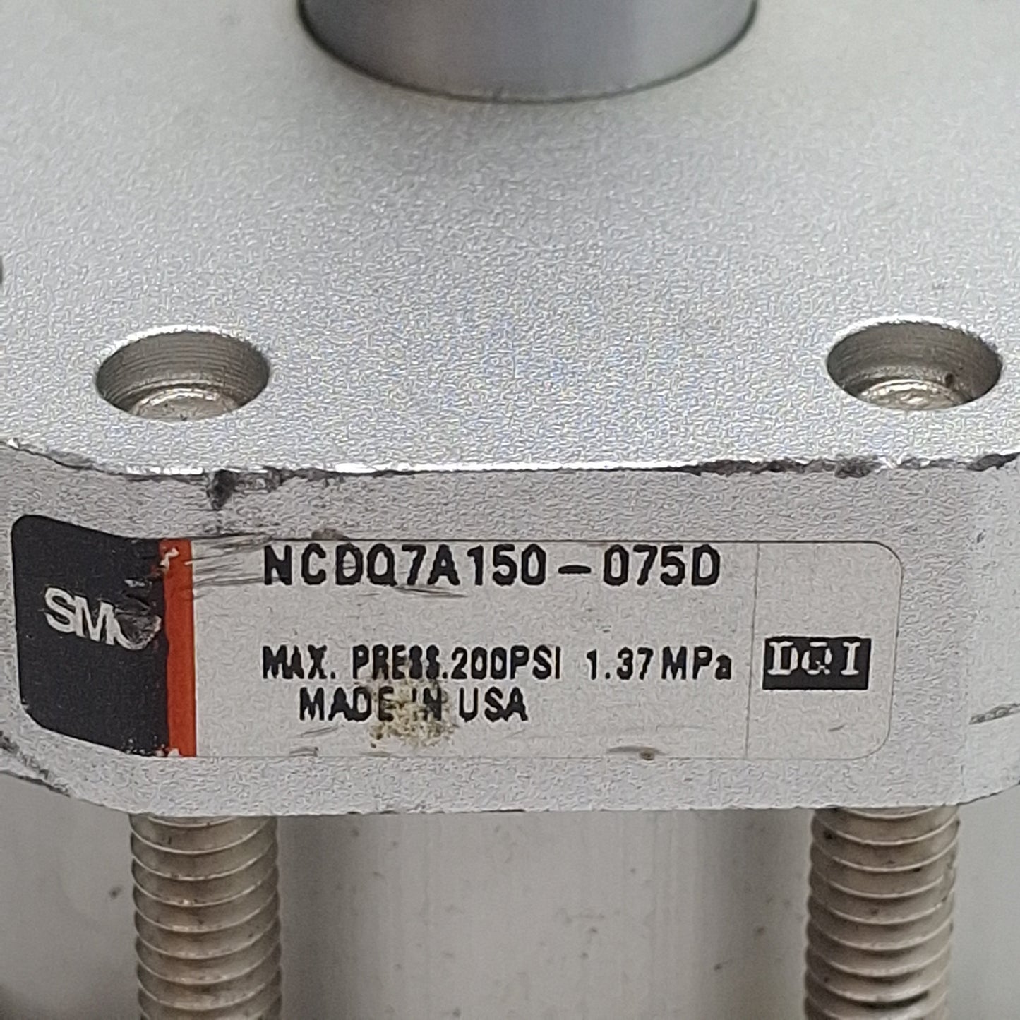 Used SMC NCDQ7A150-075D Compact Cylinder, ø1-1/2" Bore, 3/4" Stroke, 1/8in NPT 200psi