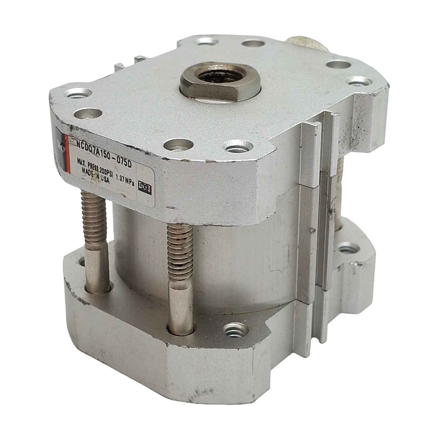 Used SMC NCDQ7A150-075D Compact Cylinder, ø1-1/2" Bore, 3/4" Stroke, 1/8in NPT 200psi