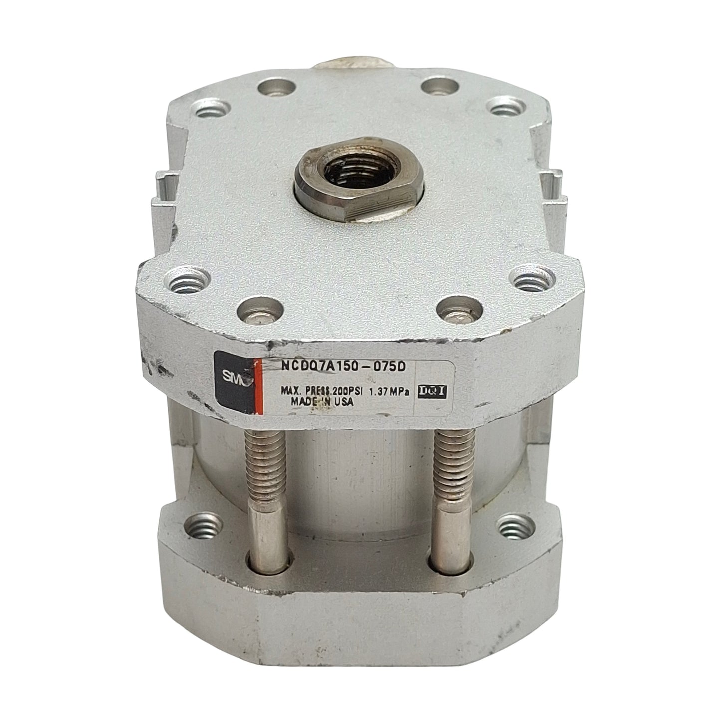 Used SMC NCDQ7A150-075D Compact Cylinder, ø1-1/2" Bore, 3/4" Stroke, 1/8in NPT 200psi