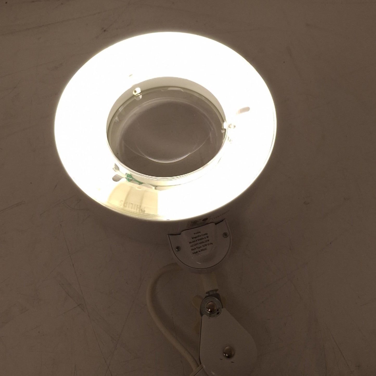 Used Prolite EM64-2-W Fluorescent Table Mount Magnifier, 120VAC, 3D (1.75X), 45in