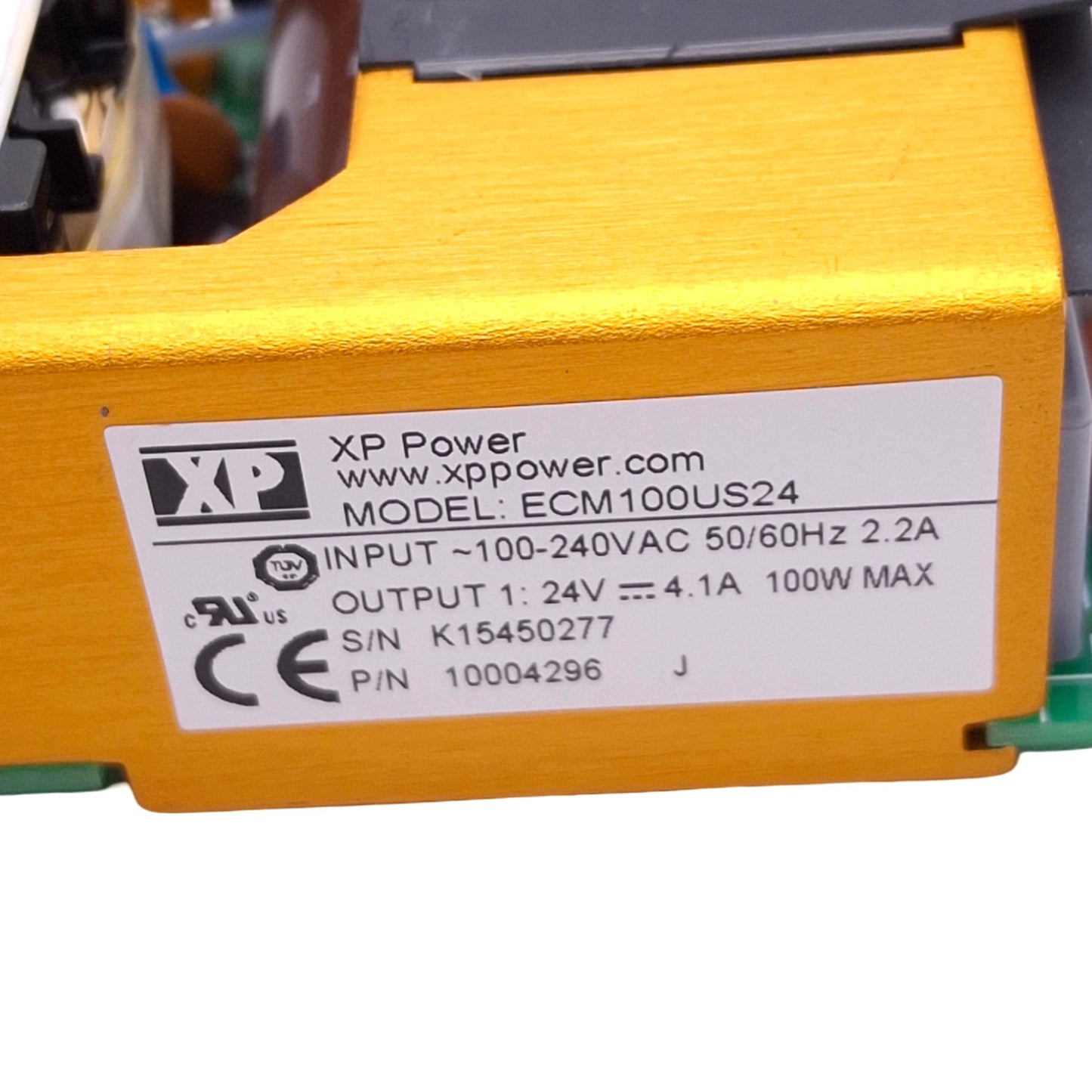 Used XP Power ECM100US24 Power Supply, 100-240VAC In, 24VDC 4.1A Out, 100W Max