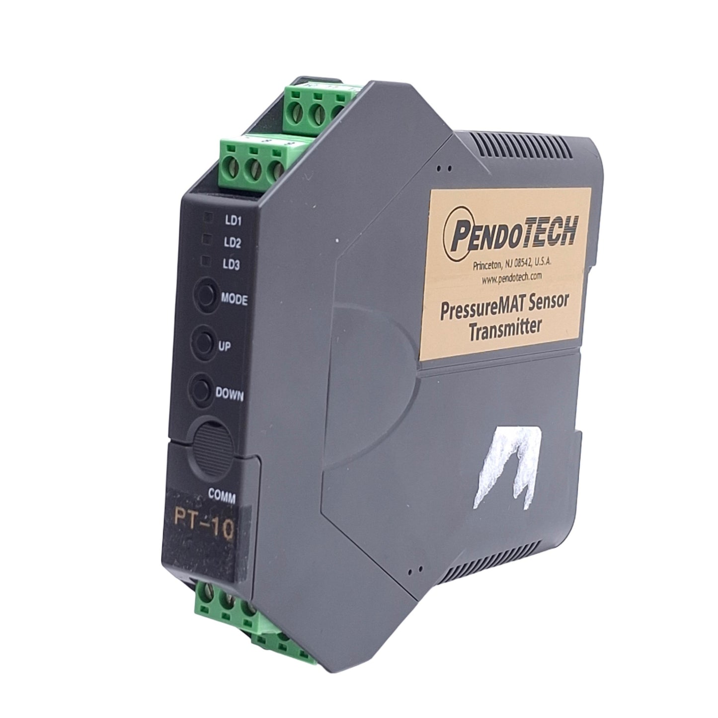 Used Pendotech PT-10 Pressure Sensor Transmitter, 4-20mA Output, 0-10psi, DIN Rail