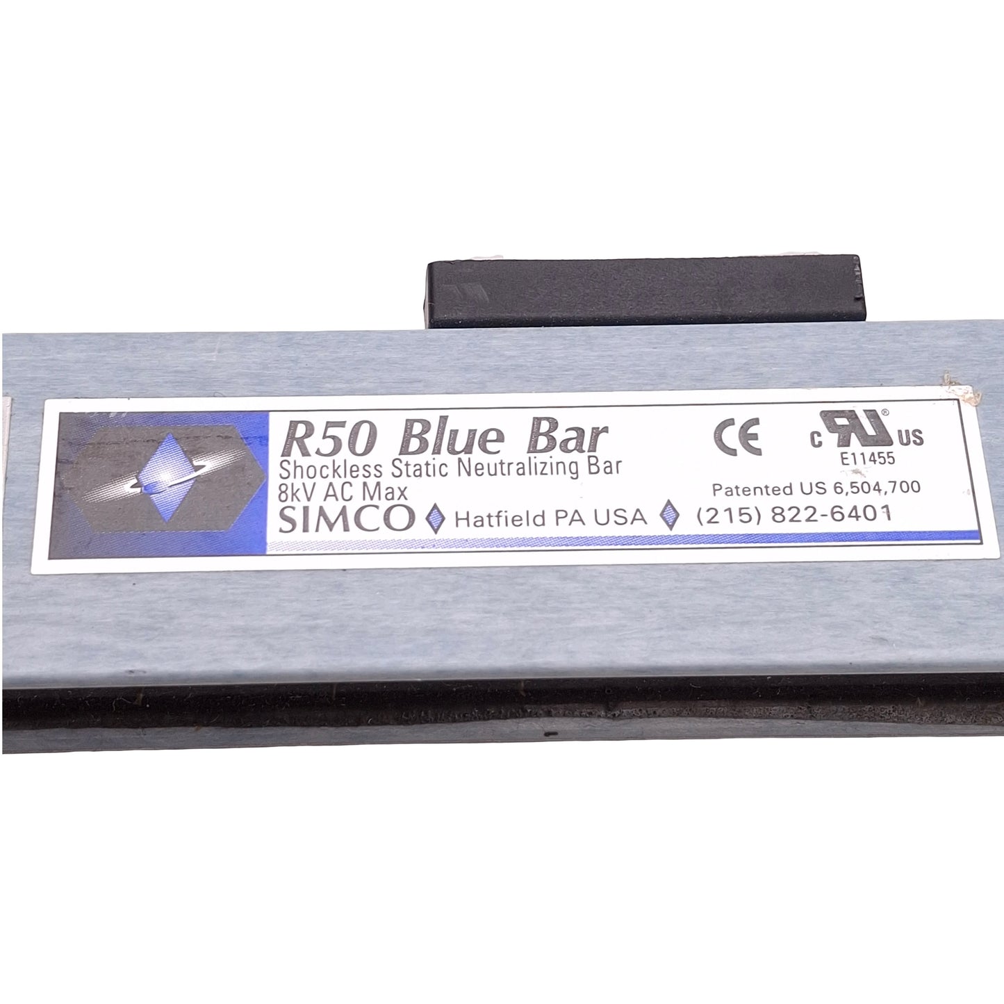 Used Simco R50 Blue Bar Shockless Static Neutralizing Bar, 8,000VAC Max, Length 16"