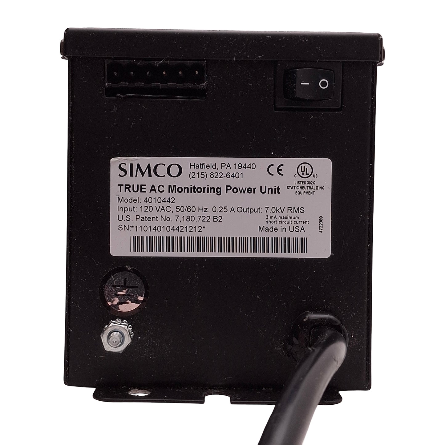 Used Simco 4010442 TrueAC Power Supply 120VAC 50/60Hz Input, 7kVAC Output, 3mA Max