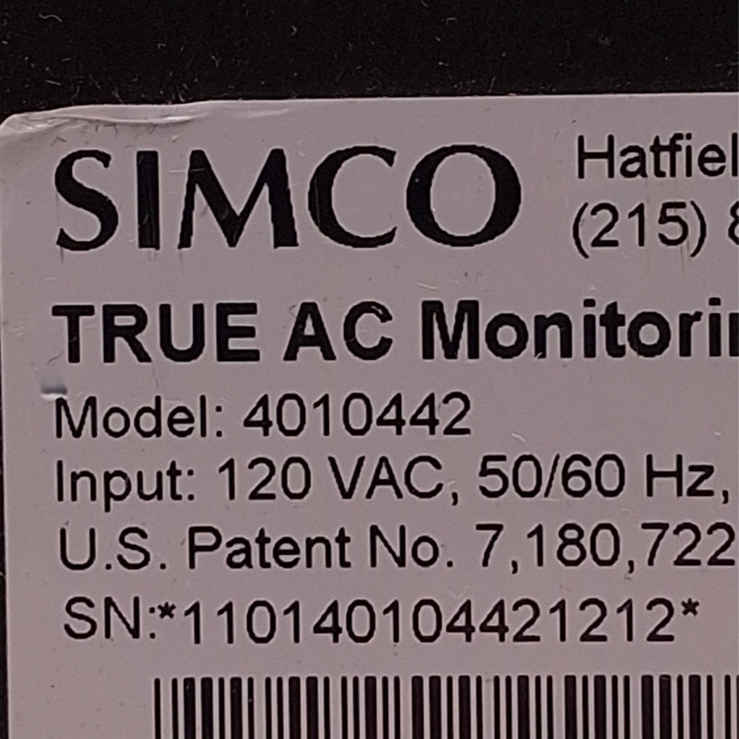 Used Simco 4010442 TrueAC Power Supply 120VAC 50/60Hz Input, 7kVAC Output, 3mA Max
