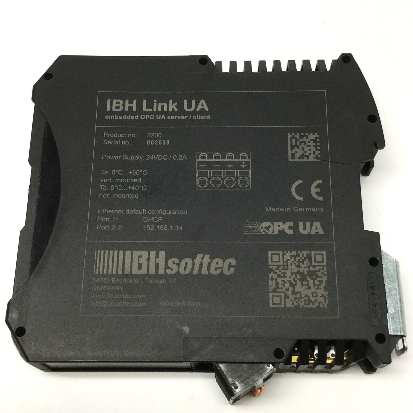 Used IBHsoftec Link 3200 Rev 1 SIMATIC S5, S7 OPC UA Server/Client Module w/Firewall