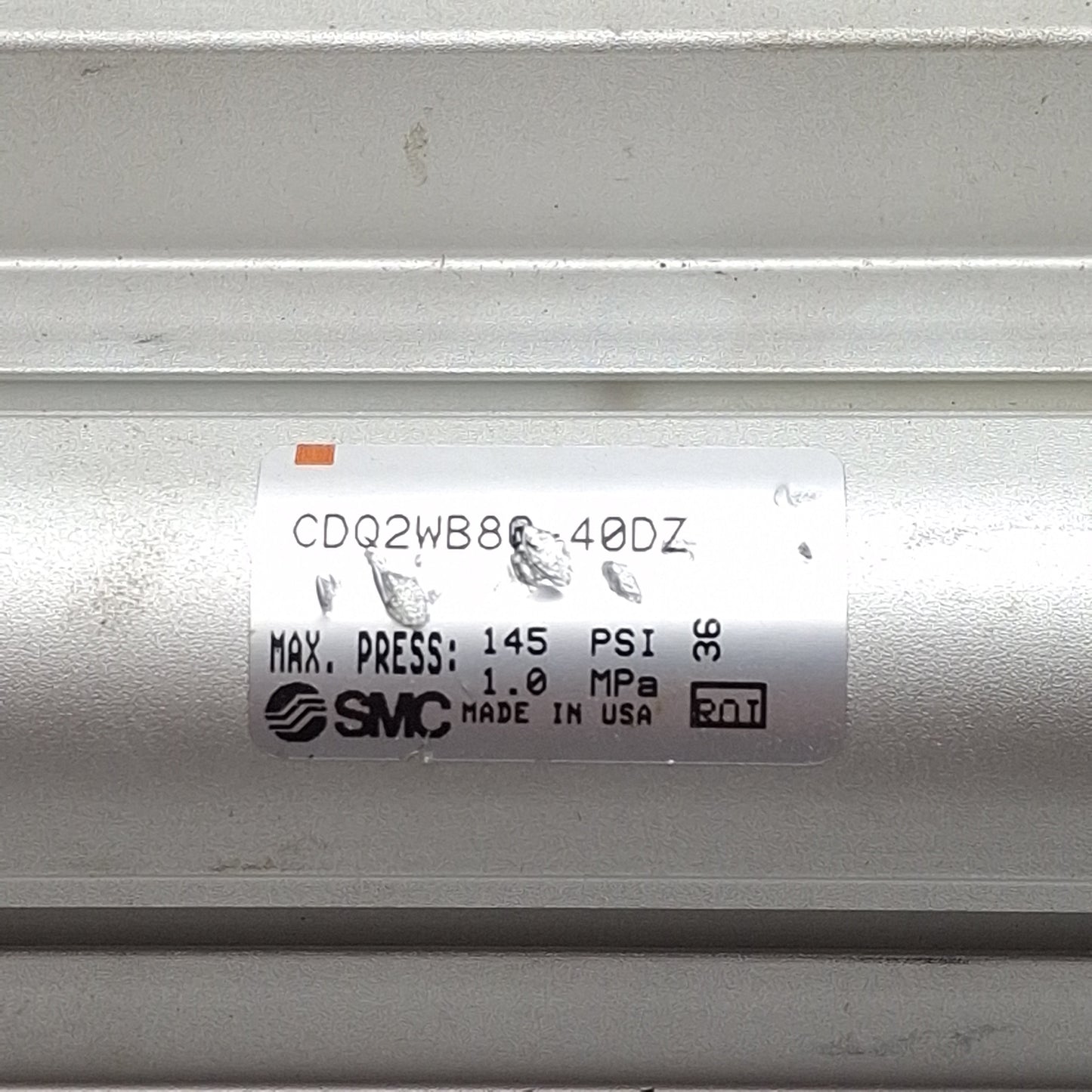 Used SMC CDQ2WB80-40DZ Double Acting Cylinder, ø80mm Bore, 40mm Stroke, Rc3/8, 1.0MPa