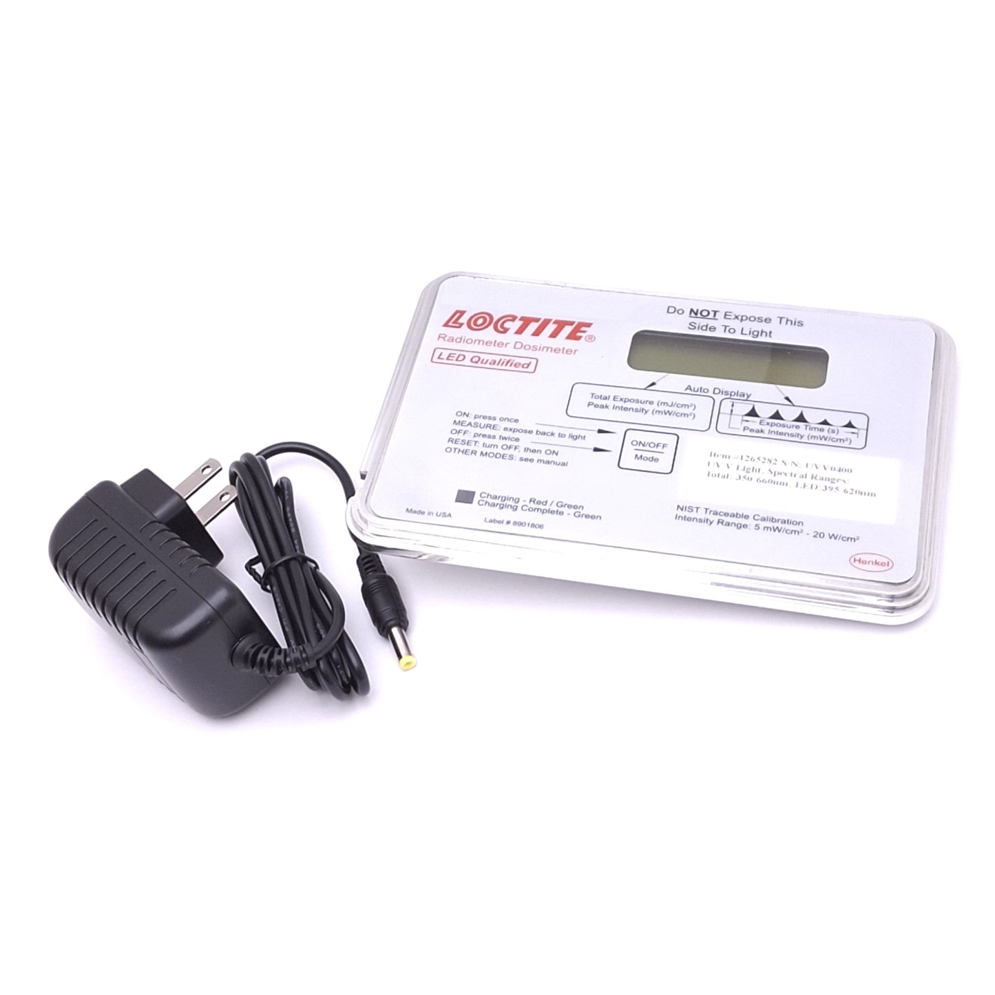 Used Loctite 1265282 Radiometer Dosimeter, 350-660nm 5mW/cm2-20W/cm2 Max, 9VDC