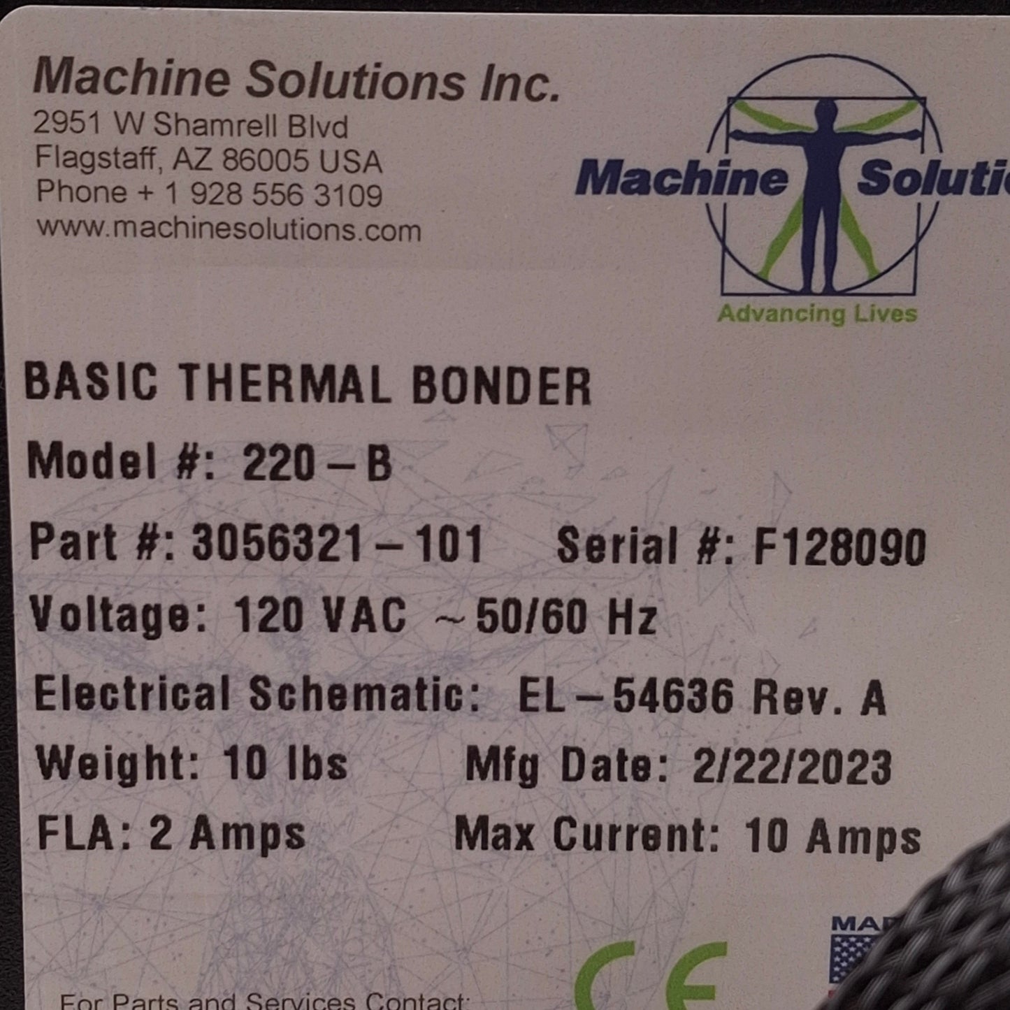 Used Beahm 220-B Thermal Die Bonder, 200-500°F, 0-100PSI, 1-9999sec Timer, 120VAC
