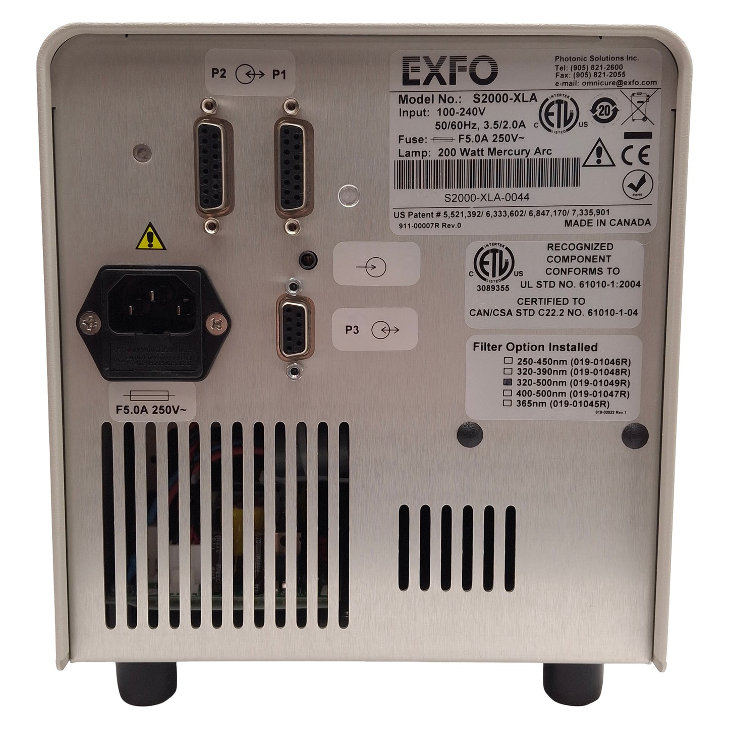 Used OmniCure S2000-XLA UV Curing System, 320-500nm, 40W/cm², 120-240VAC, 1000+ Hours