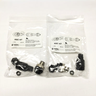 New Lot of 2 Lumberg RSC 4/7 Field Attachable Sensor Cable Plug Connectors M12 4-Pin