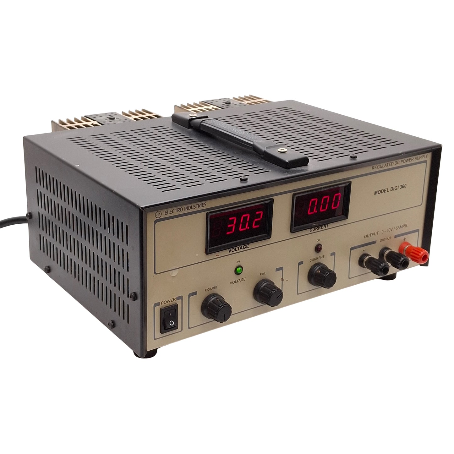 Used Electro Industries DIGI 360 Regulated DC Power Supply, 115VAC IN, 0-30VDC 6A OUT