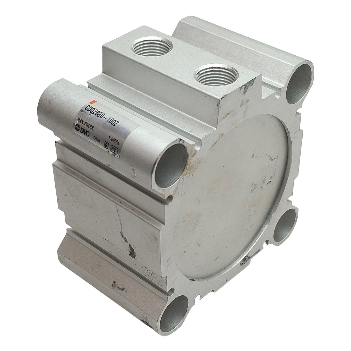 Used SMC CDQ2B80-10DZ Compact Cylinder, ø80mm Bore, 10mm Stroke, Rc3/8, 1.0MPa