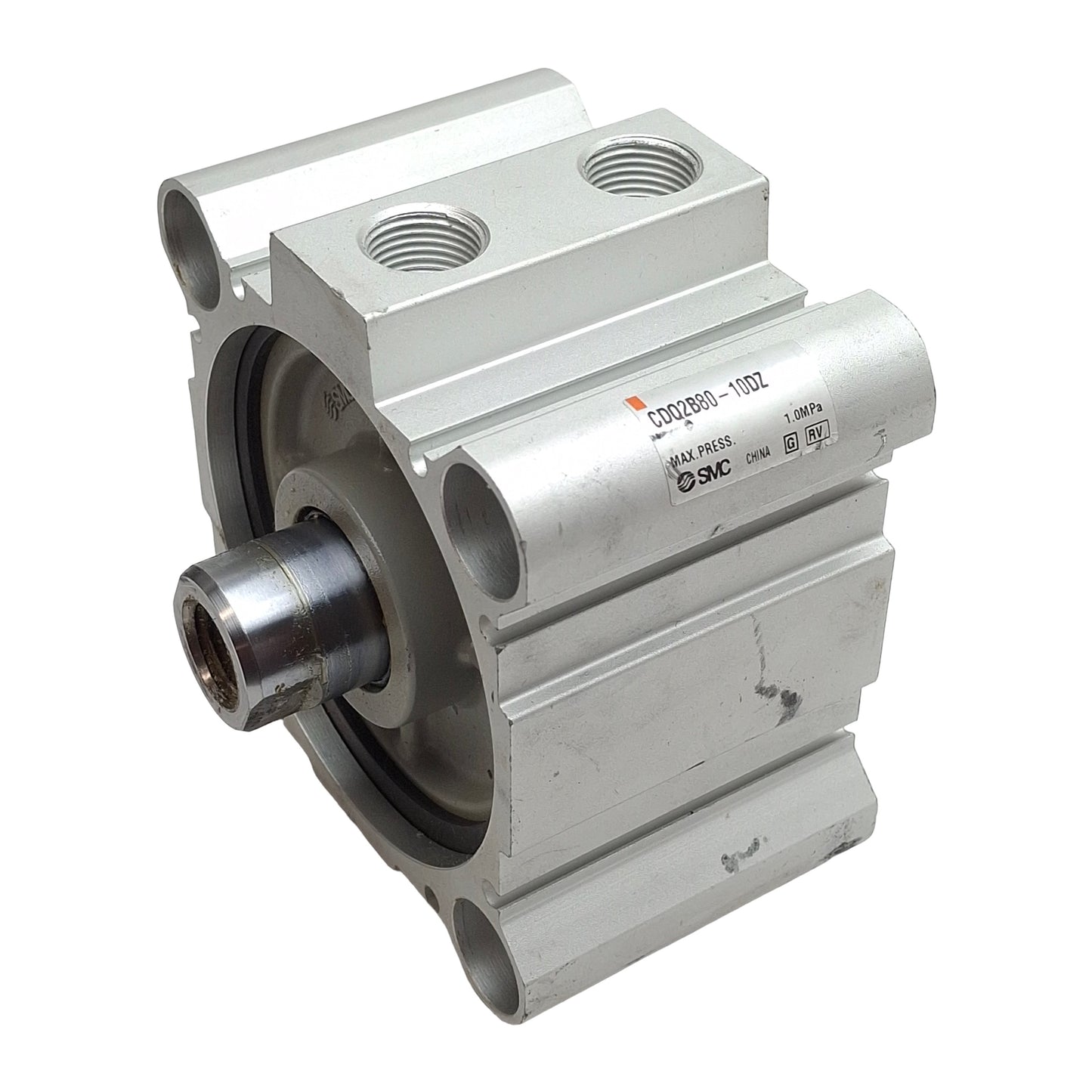 Used SMC CDQ2B80-10DZ Compact Cylinder, ø80mm Bore, 10mm Stroke, Rc3/8, 1.0MPa