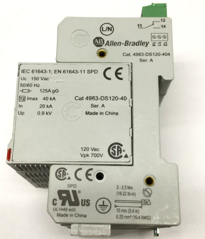 Used Allen Bradley 4983-DS120-404 Surge Protector Device, 4-Pole, 150VAC 40kA Max