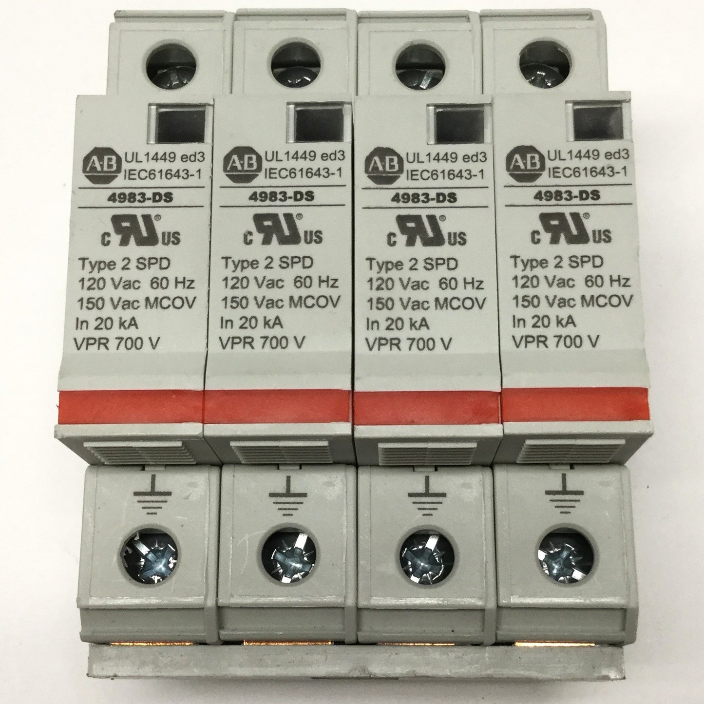 Used Allen Bradley 4983-DS120-404 Surge Protector Device, 4-Pole, 150VAC 40kA Max