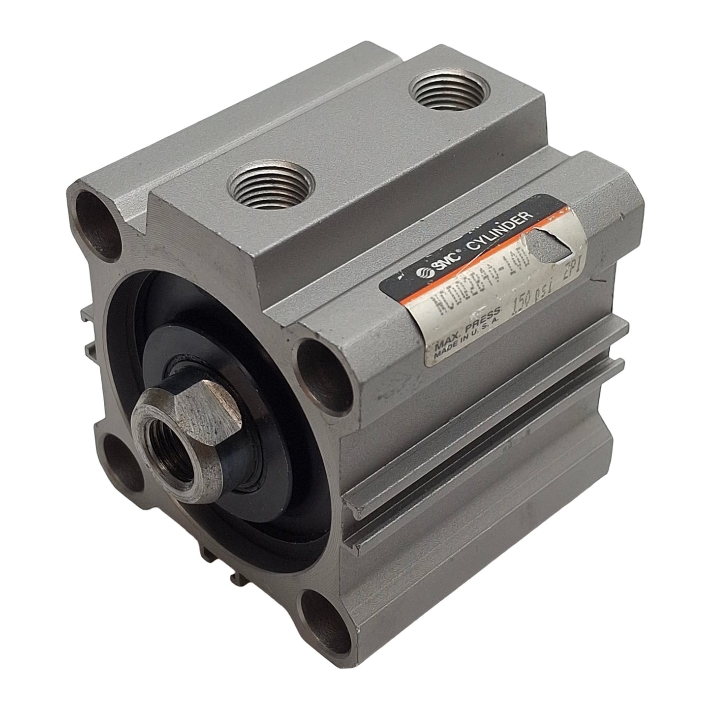 Used SMC NCDQ2B40-10D Compact Cylinder, ø40mm Bore, 10mm Stroke, 1/8in NPT, 150psi