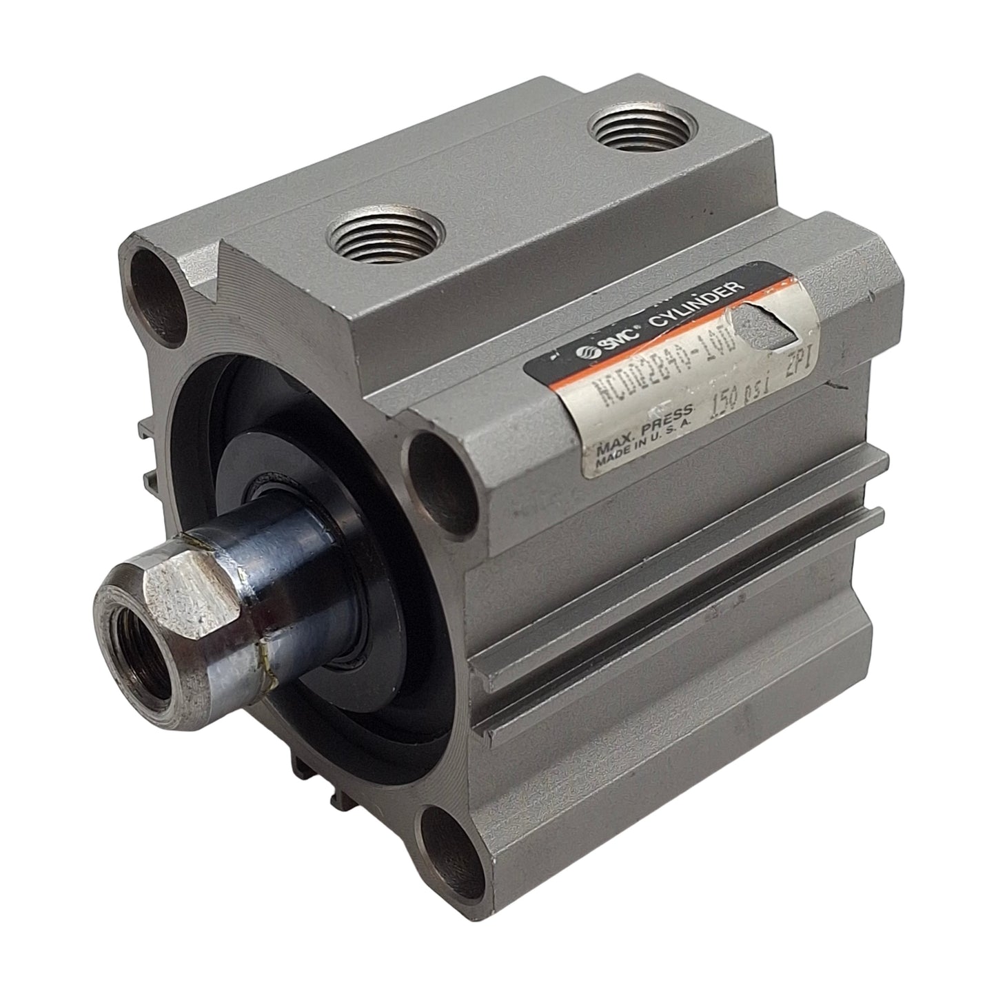 Used SMC NCDQ2B40-10D Compact Cylinder, ø40mm Bore, 10mm Stroke, 1/8in NPT, 150psi