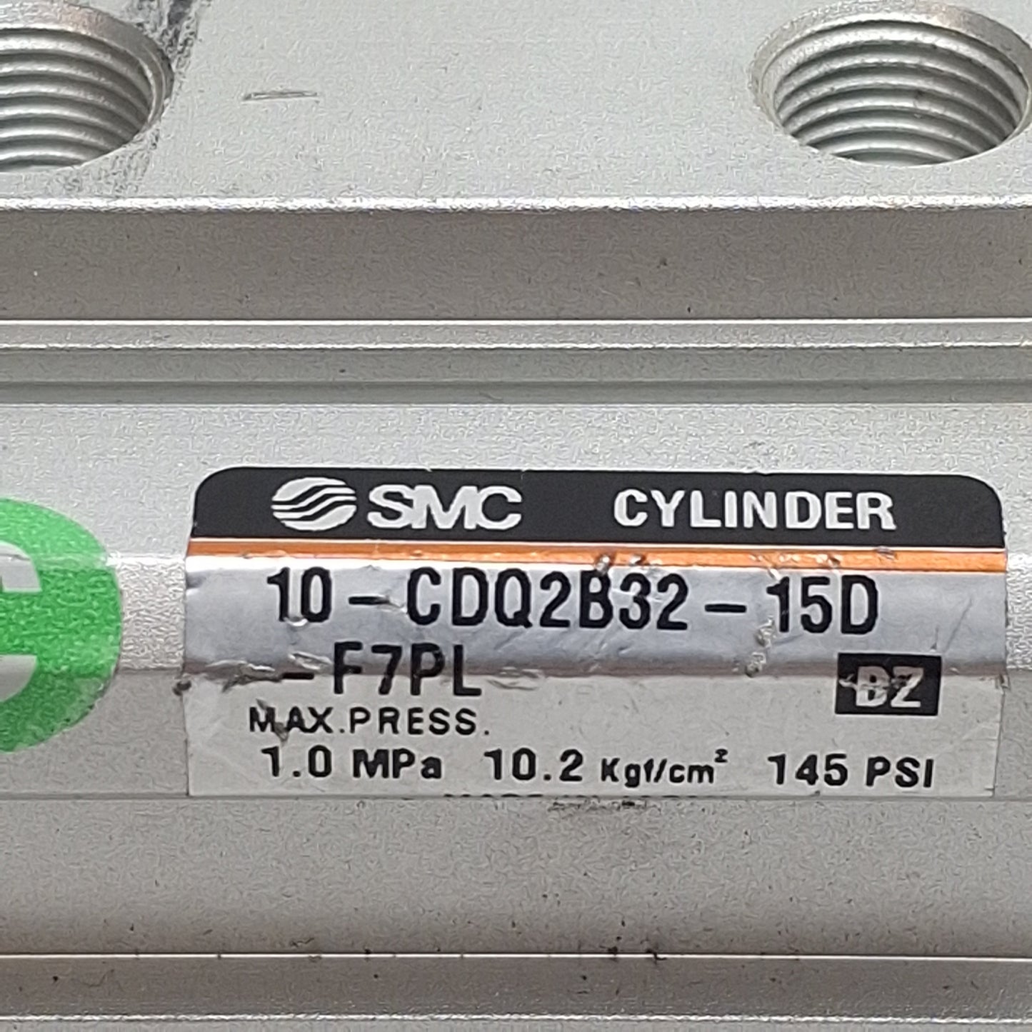 Used SMC 10-CDQ2B32-15D-F7PL Compact Cylinder, ø32mm Bore, 15mm Stroke, Rc1/8, 1.0MPa
