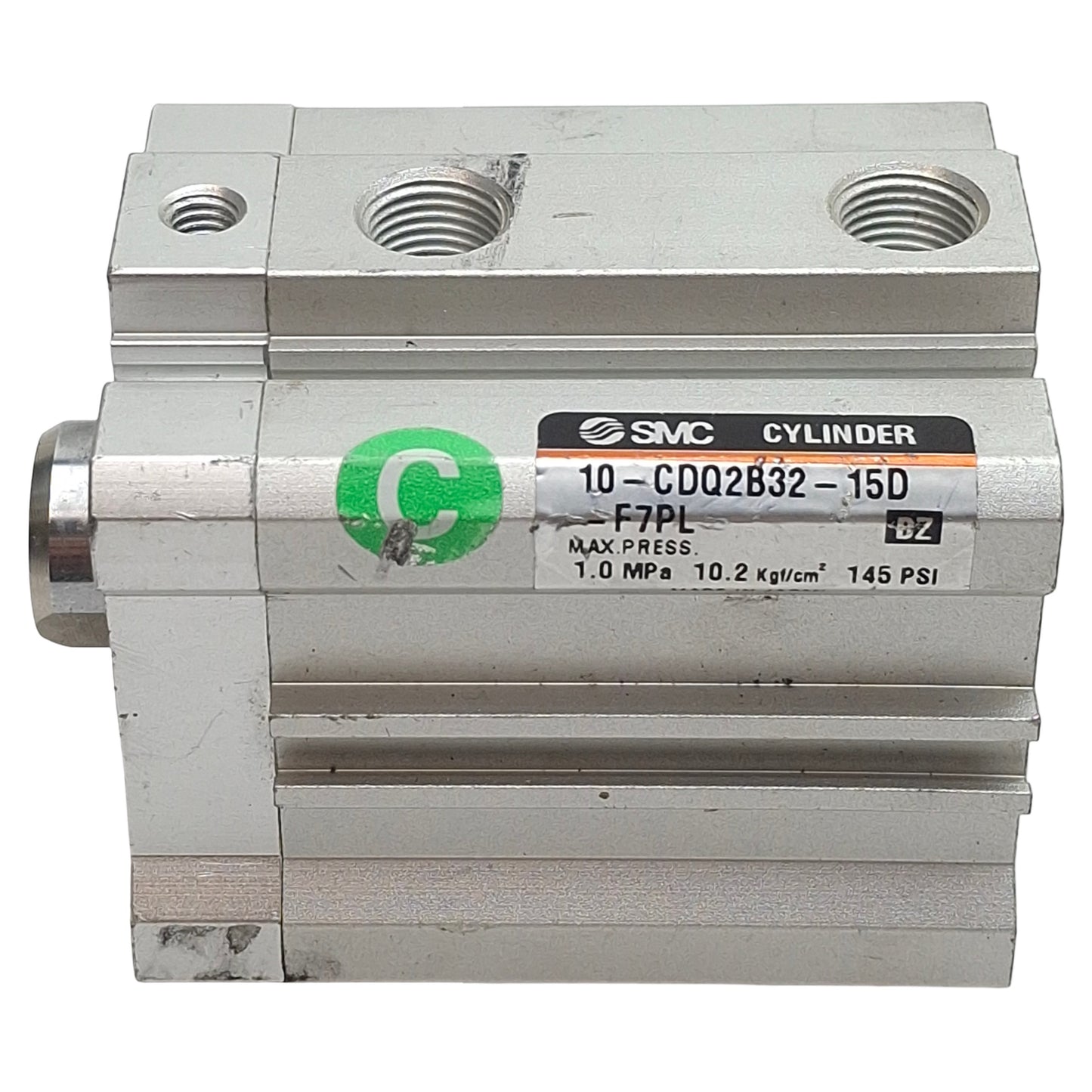 Used SMC 10-CDQ2B32-15D-F7PL Compact Cylinder, ø32mm Bore, 15mm Stroke, Rc1/8, 1.0MPa