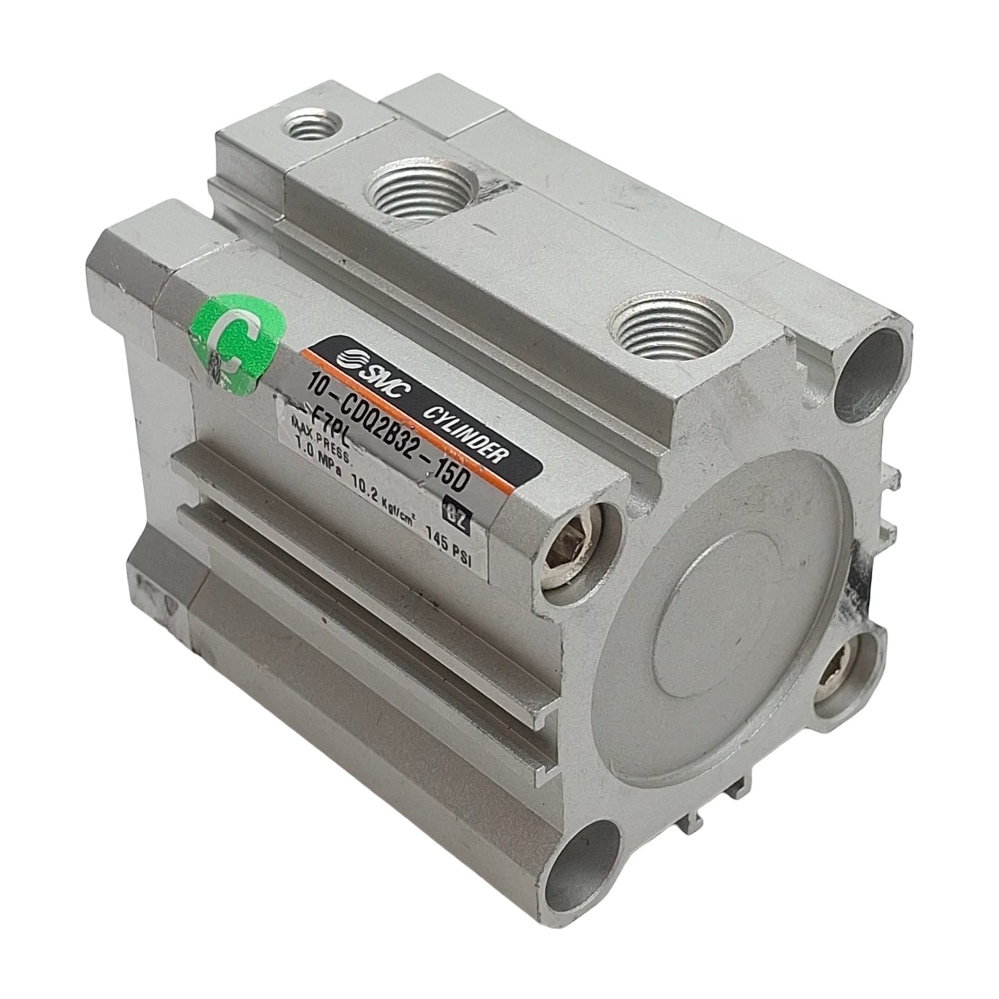 Used SMC 10-CDQ2B32-15D-F7PL Compact Cylinder, ø32mm Bore, 15mm Stroke, Rc1/8, 1.0MPa
