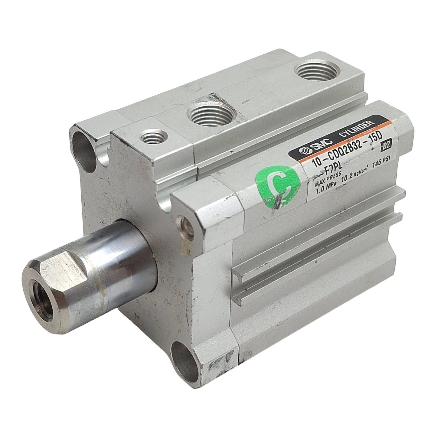Used SMC 10-CDQ2B32-15D-F7PL Compact Cylinder, ø32mm Bore, 15mm Stroke, Rc1/8, 1.0MPa