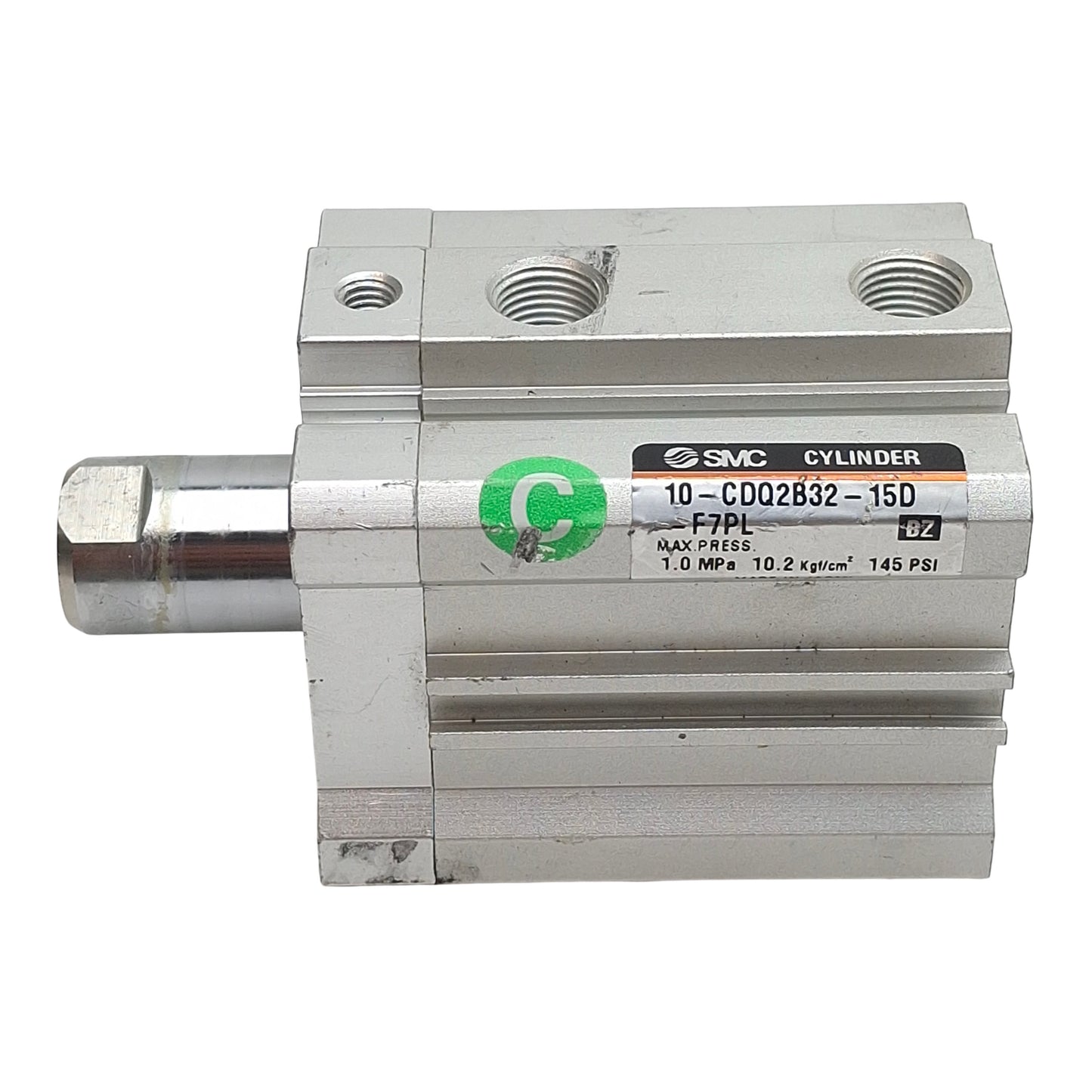 Used SMC 10-CDQ2B32-15D-F7PL Compact Cylinder, ø32mm Bore, 15mm Stroke, Rc1/8, 1.0MPa